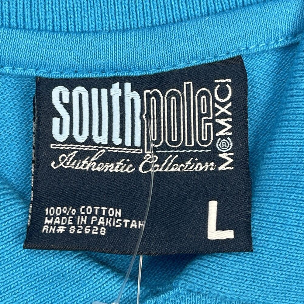 Southpole Polo Shirt Mens Large Ocean Blue Short Sleeve Y2K NEW With Tags - Picture 4 of 11